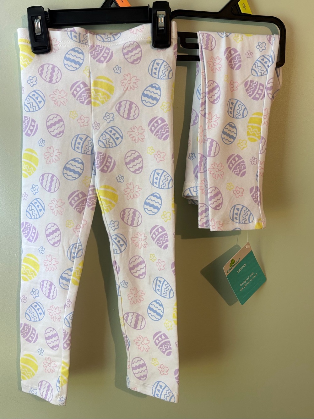White Leggings with Pastel Easter Egg Print 3T Set of 2